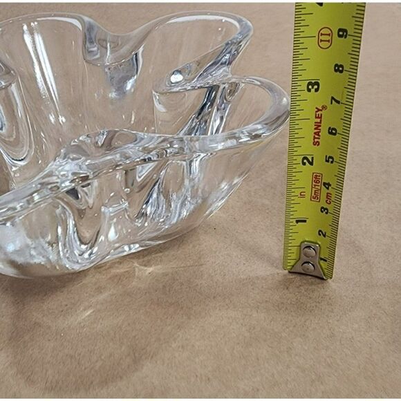 2 VTG Clear Tiffin Neodymium Flower 5 Lobe Heavy Art Glass Bowl Candle Holder - Picture 4 of 15